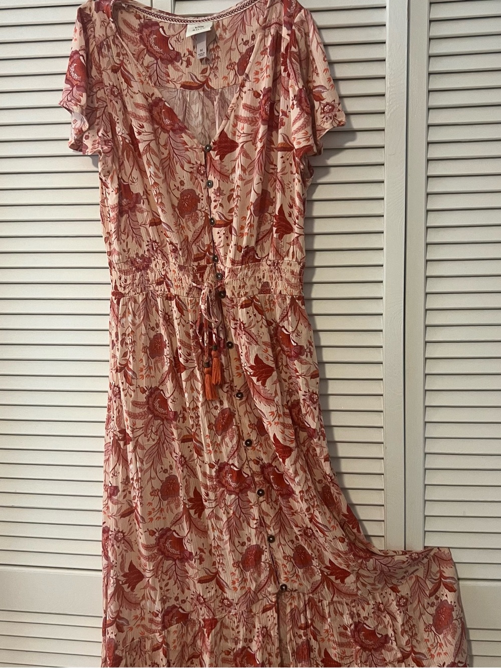 Knox Rose Blush and Rust Floral Midi Skirt